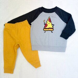 Cat & Jack Baby Kids Two Piece Set Adorable Pizza Themed Outfit 18M